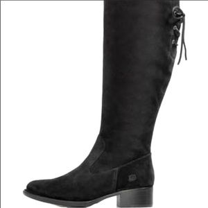NWT Born Cotto Tall Black Suede Boots Lace Up 8.5